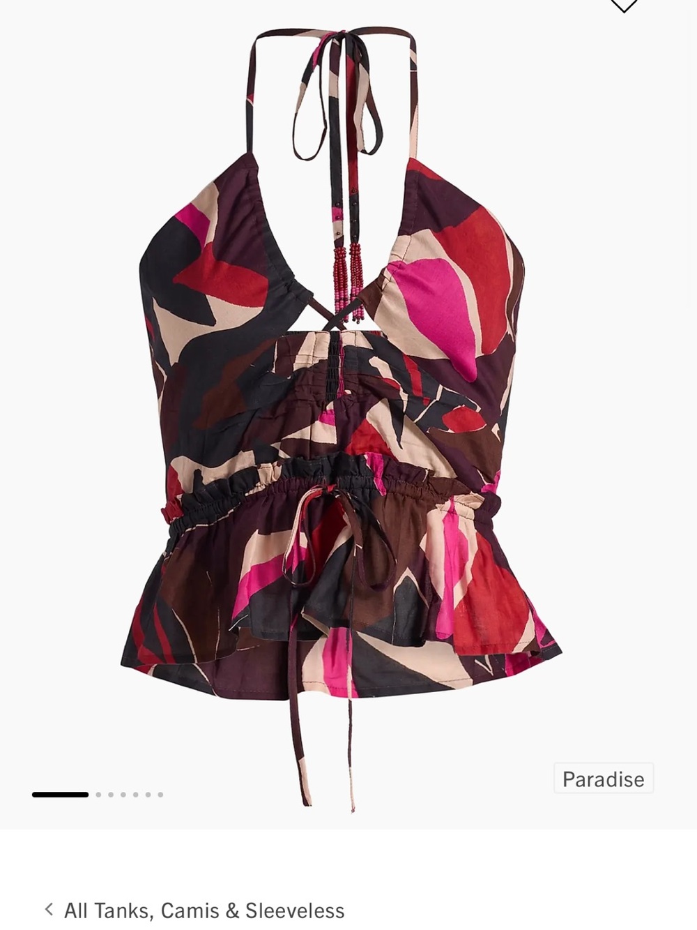 Rails Multicolor Abstract Halter Crop Top in Pink, Red, Brown & Cream